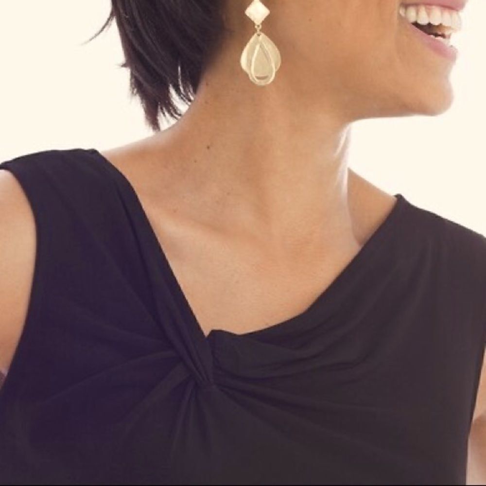Chico’s Black Side Twist Neck Dress Size 0 (4/6,small) - Picture 3 of 7